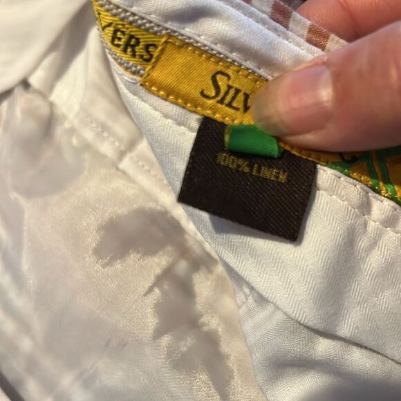 Silversilk Mens 100% Linen Seersucker Plaid Bermuda Style Preppy Shorts Size 38 - Picture 6 of 6